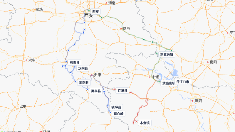陕西东南大环线 9天逐日地图